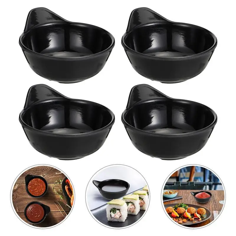 

4 Pcs Plastic Sauce Dish Household Seasoning Dish Monaural Seasoning Bowl
