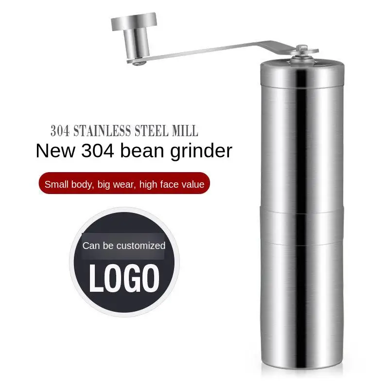 Серебристая кофемолка ручная мини-кофемолка из нержавеющей стали ручной работы