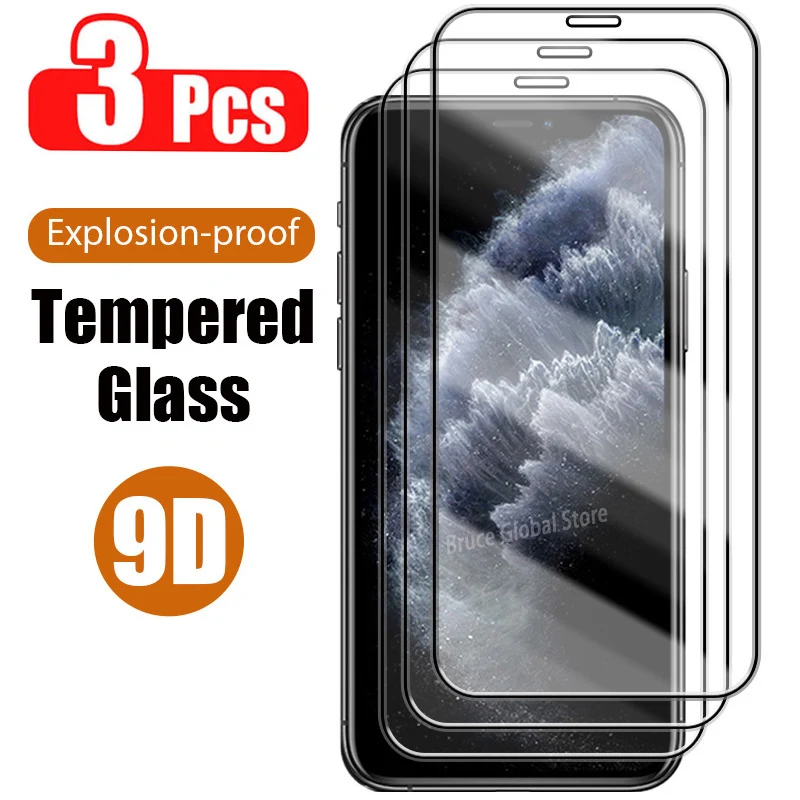 

Закаленное стекло 9D с полным покрытием для iphone 13, 12, 11 PRO MAX, 3 шт.