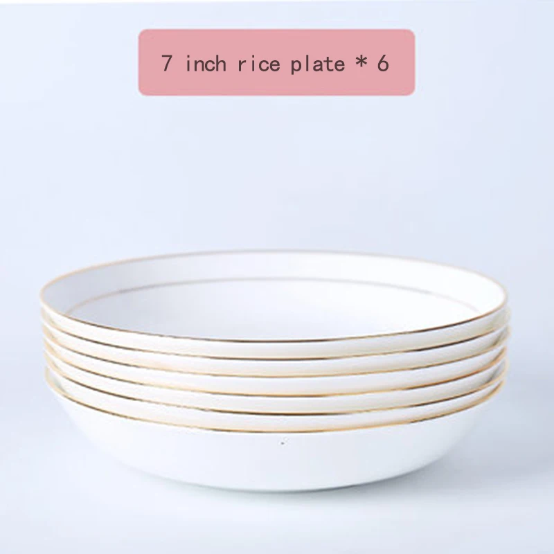 

Jingdezhen Bone china Tableware 7/8-inch Dinner Plate Ceramic Food Plate Set Phnom Penh Rice Plate Household Simple Dinner Set