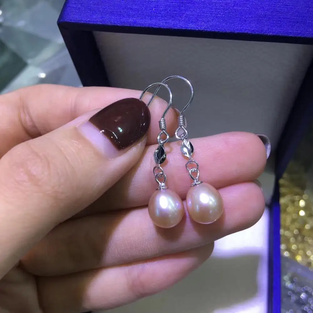 

YIKALAISI 925 Sterling Silver Jewelry Pearl Earrings 2020 Fine Natural Pearl jewelry 8-9mm Earrings For Women wholesale
