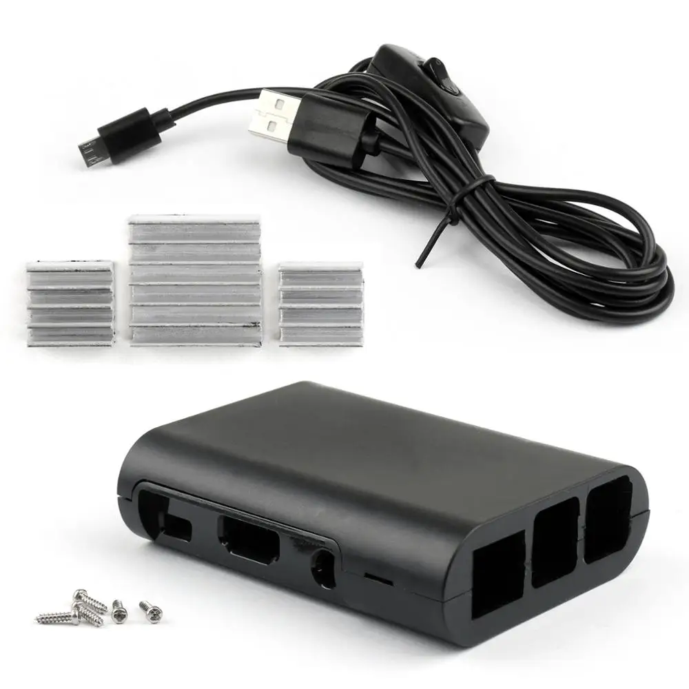 Чехол для Raspberry Pi 3 2 + USB кабель зарядки алюминиевый теплоотвод кнопка