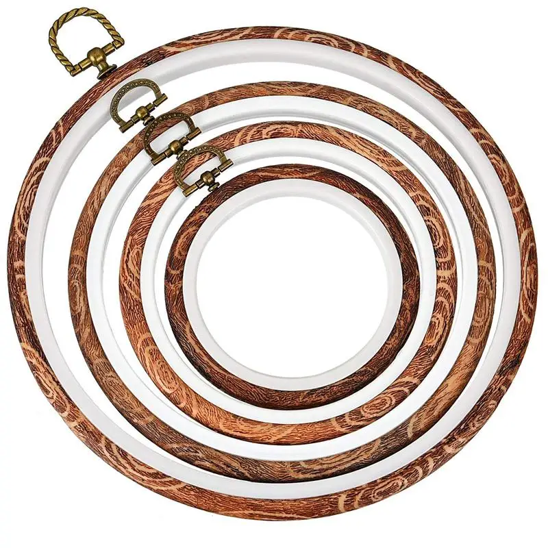 4 Pieces Embroidery Hoop Cross Stitch Hoops Imitated Wood Circle for Art Craft Handy Sewing and Hanging | Дом и сад