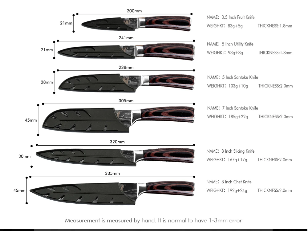 XYj Набор японских кухонных ножей из нержавеющей стали прочные острые кухонные