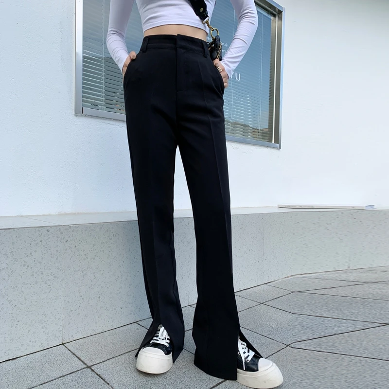 Gang feng повседневные свободные стройнящие подходящие ко всему прямые с высокой