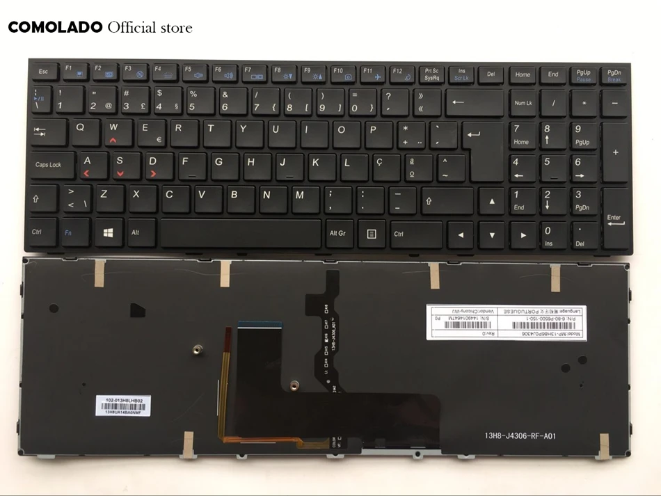 Португальская клавиатура с подсветкой для ноутбука CLEVO P650 P651 P6500 NP8651 P650SE P655 P671 P655SE