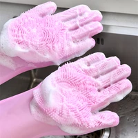1pair dishwashing cleaning gloves silicone rubber dish washing glove oil free heat insulation anti scalding kitchen clean brush