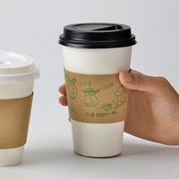50pcs high quality white thicken paper cup with insulation kraft paper cup sleeves party favor disposable coffee cups with lids