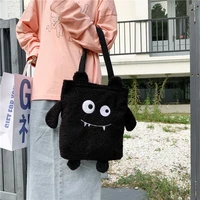 new 2022 women fashion casual plush cute handbag little monster shoulder bag student girl winter messenger bag