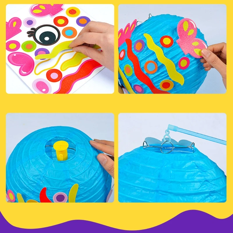 

2021 New 3 Colorful Paper Lanterns 20 CM DIY Lantern Stickers
