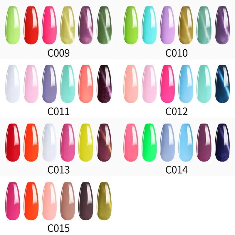 HNM 8ML 6Pcs Colorful Gel Polish Kit Cat Eye Nail Primer Color With Magnet UV LED Semi-permanent Soak Off | Красота и здоровье