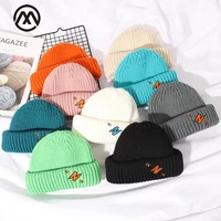 winter hat for women to keep warm knitted hats female beanie caps letter embroidery innocent cap cotton unisex men skullcap