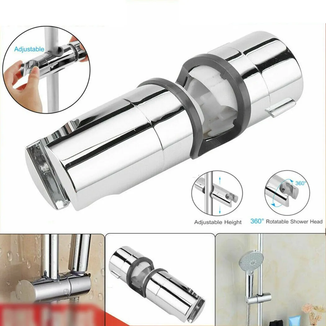 

ABS Bathroom Shower Head Holder 22-25mm Adjustable 360° Rotatable Riser Rail Bracket Slider Bar Slide Bracket Shower Holder