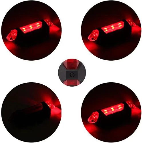 Велосипедный фонарь Водонепроницаемый задний светильник онарь 5 светодиодов USB