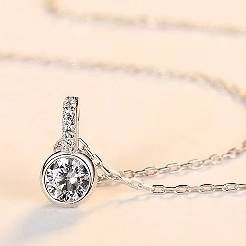 

TF-36 S925 silver pendant necklace female Korean version micro-inlaid zircon necklace light luxury jewelry gift