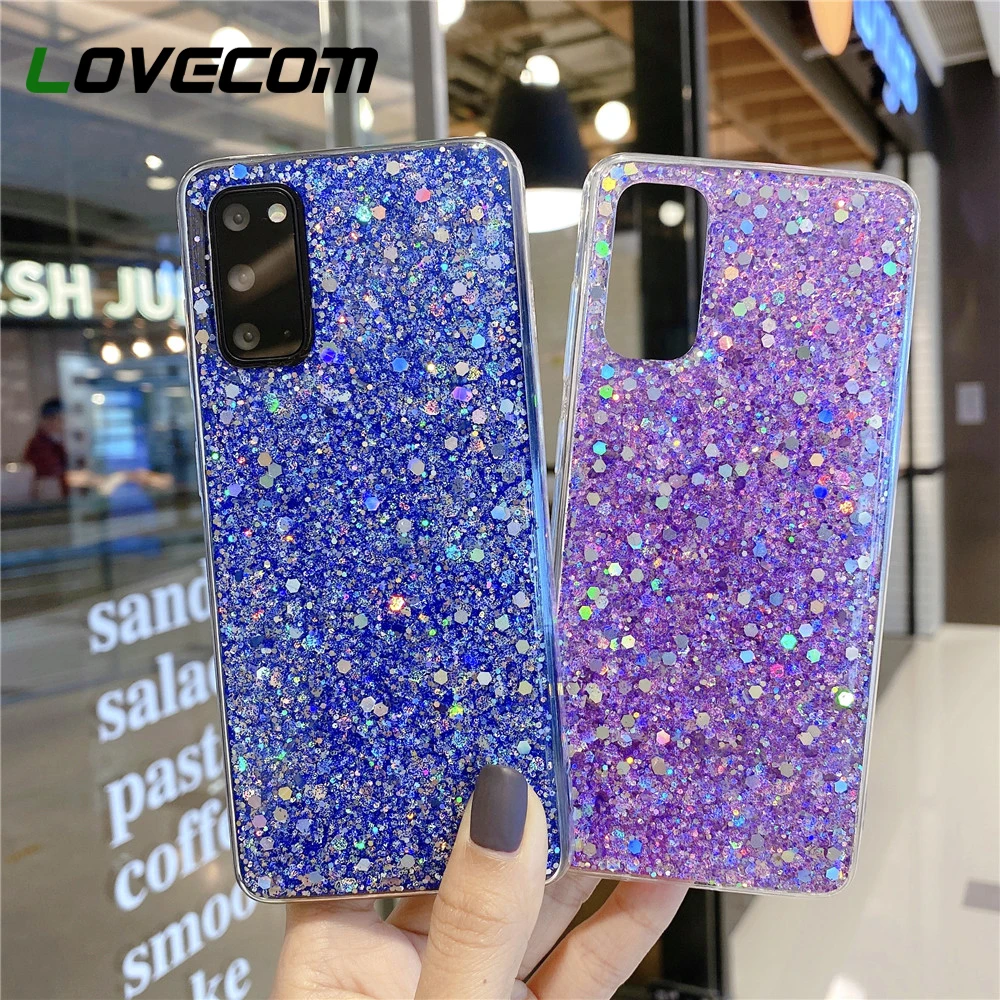 Блестящий чехол с блестками для телефона Samsung Galaxy S21 S20FE A21S A42 Note 20 Ultra S20 S10 S9 Plus A51 A50