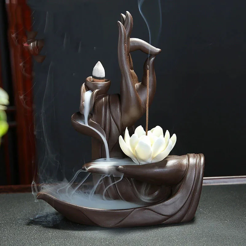 Фоновая ароматическая горелка керамический монах Будда ручной держатель