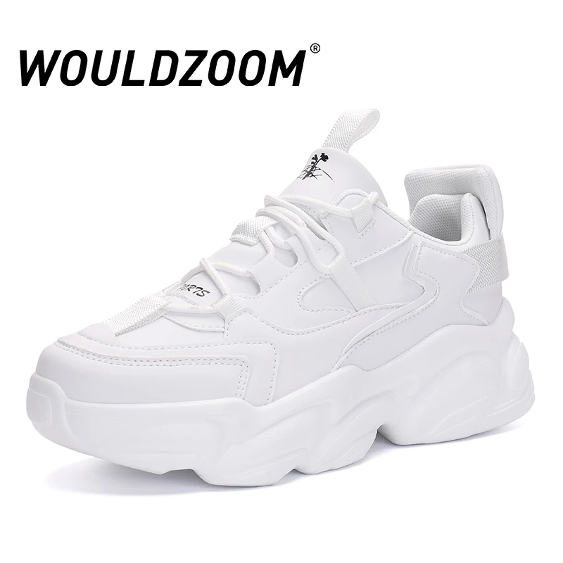 

Кроссовки женские из иск. Кожи, на платформе, с вулканизированной подошвой