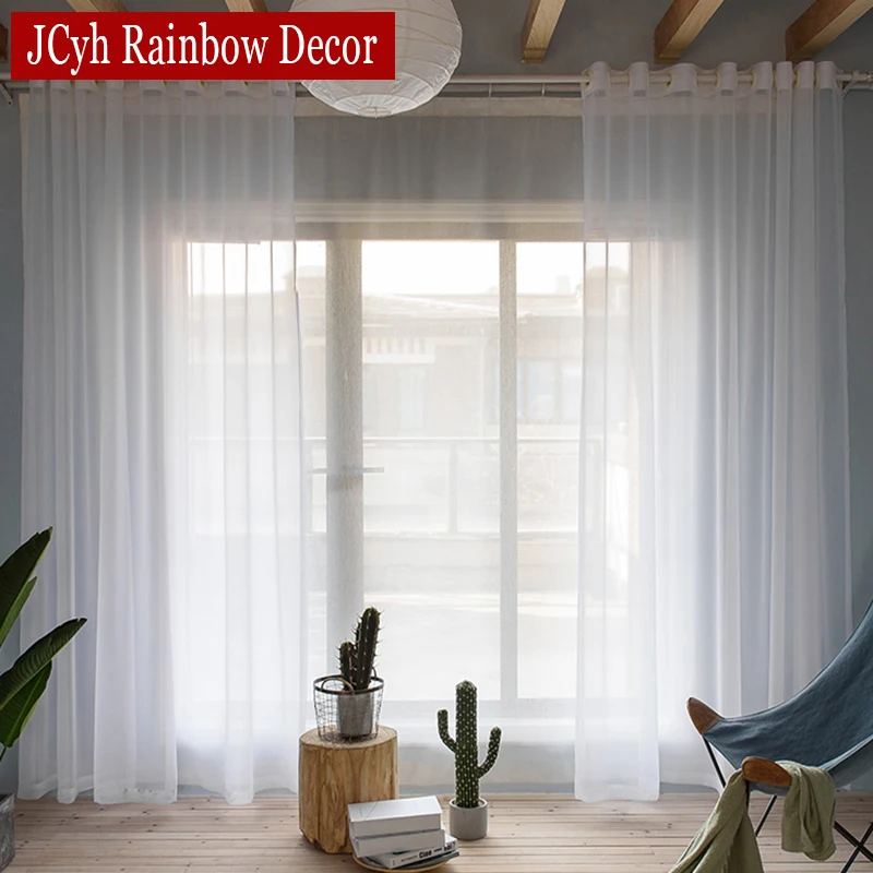 

Solid White Sheer Curtains For Living Room Bedroom Tulle Curtains For Room Window Treatment Kitchen Voile Drape Decoration