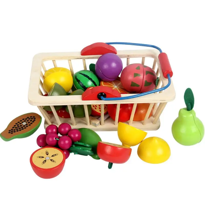 

12 Pcs Magnetic Wooden Fruit/Vegetable Combination Cutting Toy Set for Children X5XE