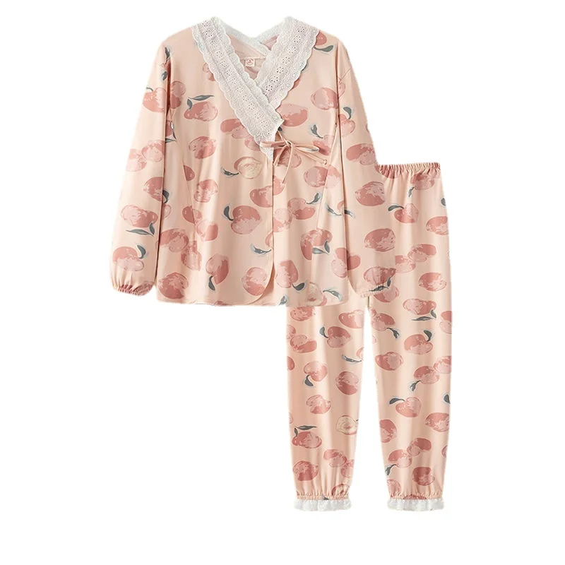 

Пижама для беременных женщин высококачественное Кимоно Одежда для беременных весна-осень одежда для сна для кормящих грудью и вскармливания