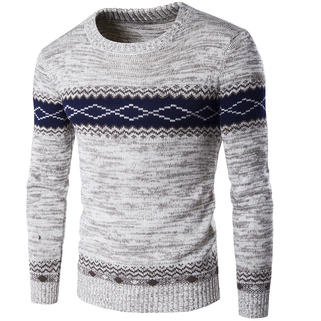 

Autumn and winter boutique men's color matching sweater national style warm Pullover Sweater popular
