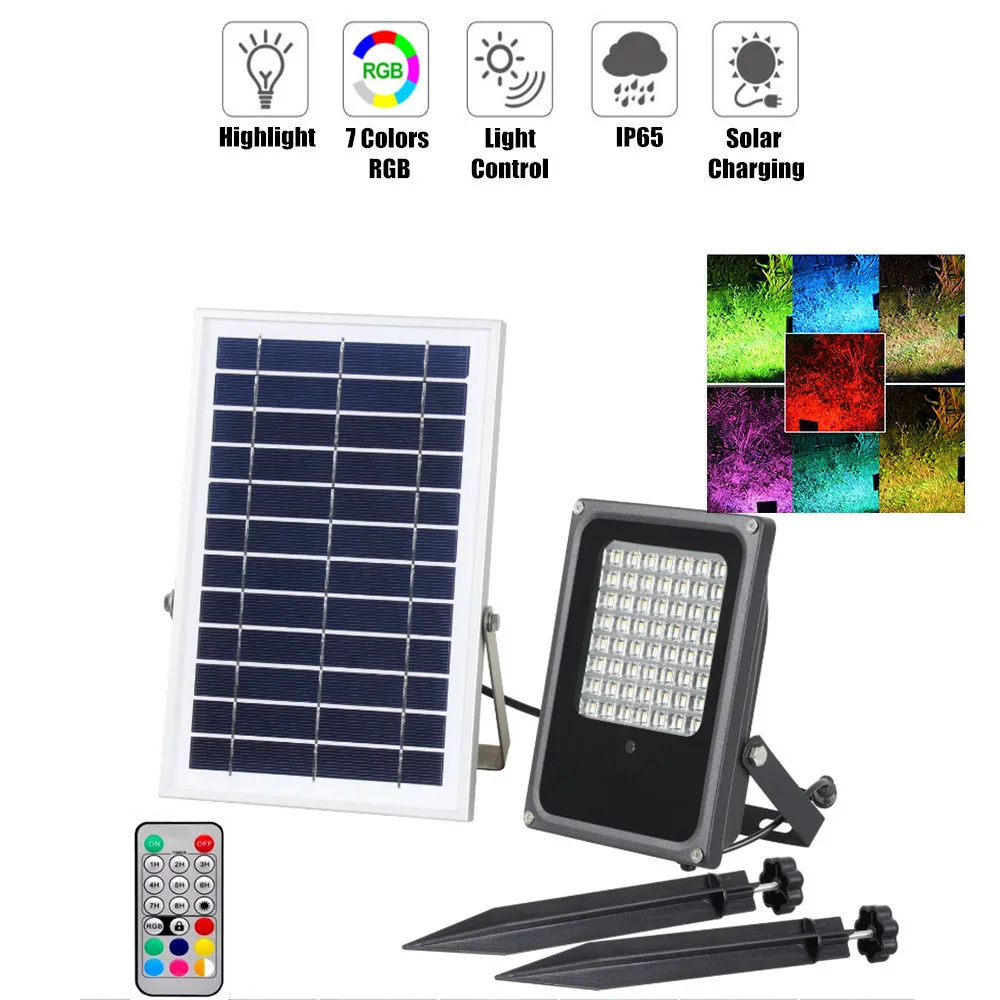 Светодиодный точечный светильник на солнечной батарее уличный сменный RGB с