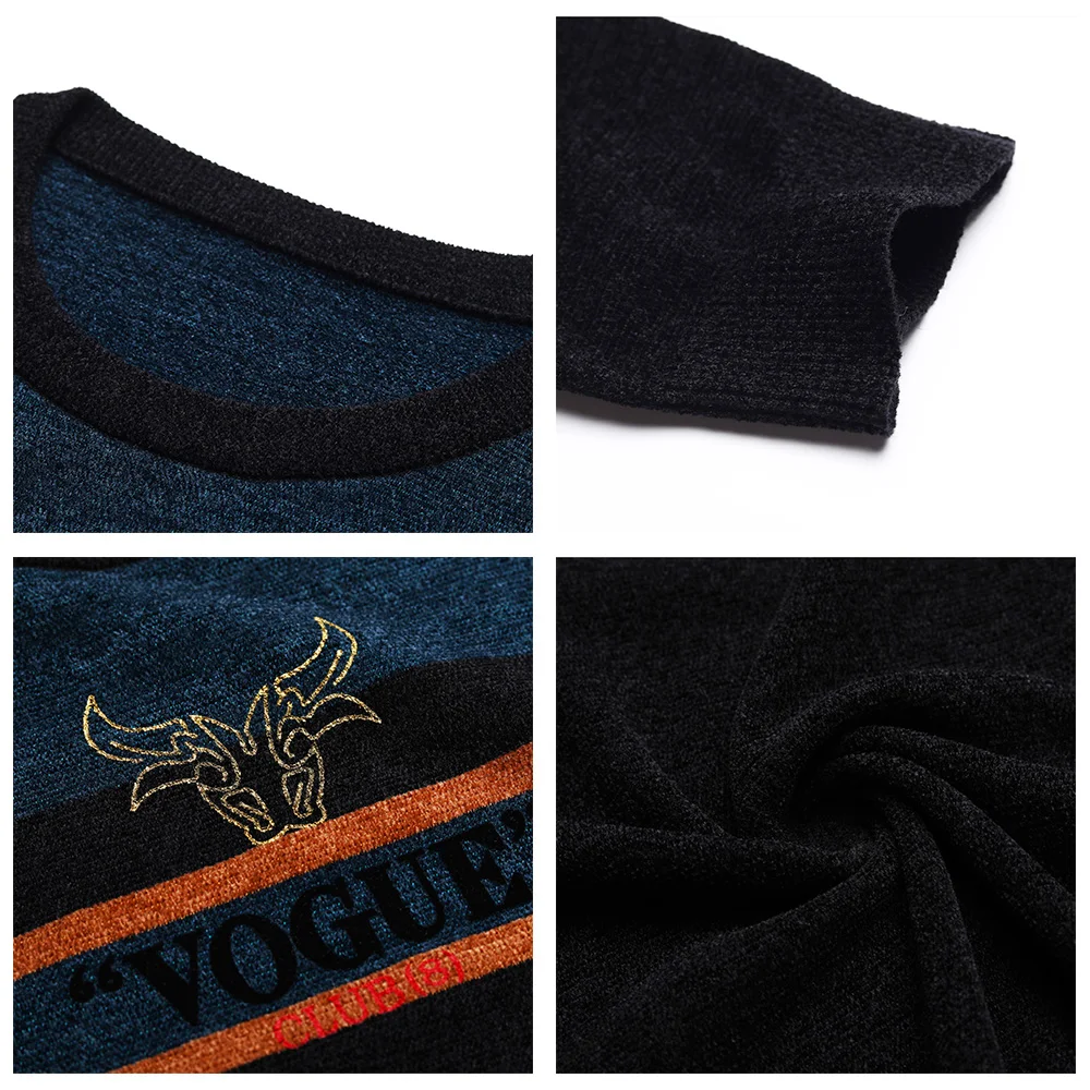 COODRONY Brand Autumn Winter Sweater Streetwear Fashion Striped O-Neck Jersey Knitted Soft Warm Chenille Wool Pullover Men C1355 | Мужская
