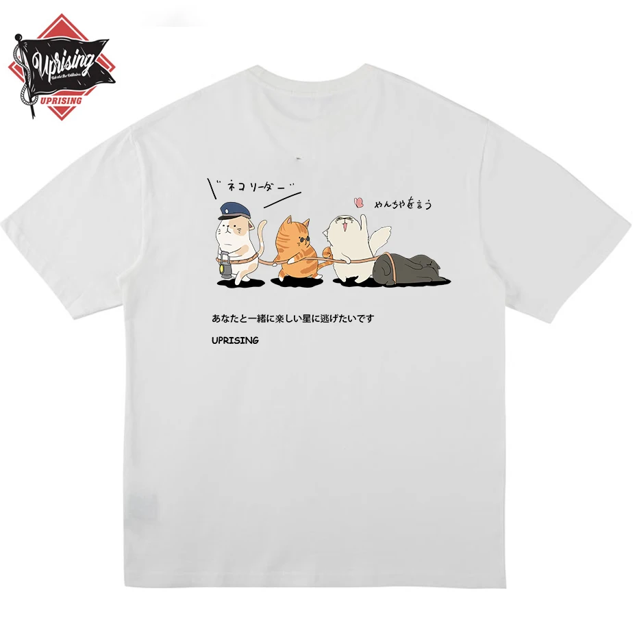 Футболка мужская хлопковая в стиле хип-хоп с принтом виде забавного кота - купить