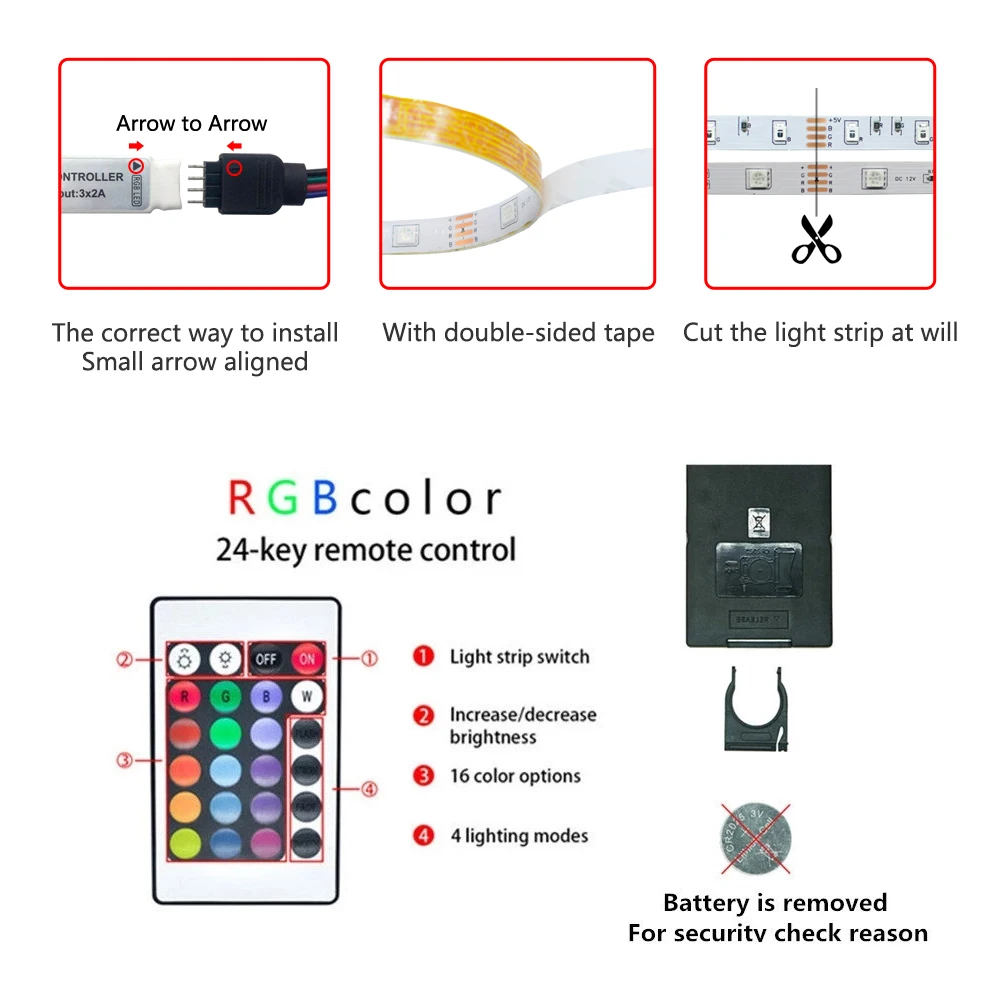 led strip lights rgb 2835 usb 5v infrared remote controller ribbon lamp festival party bedroom tv computer backlight decoration free global shipping