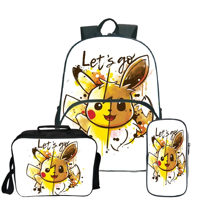 5 Pokemon Pikachu Kawaii рюкзак Пенал Школьный рюкзак для подростков девочек мальчиков рюкзак для ланча 3 шт./компл. детский дорожный рюкзак - Цвет: 5