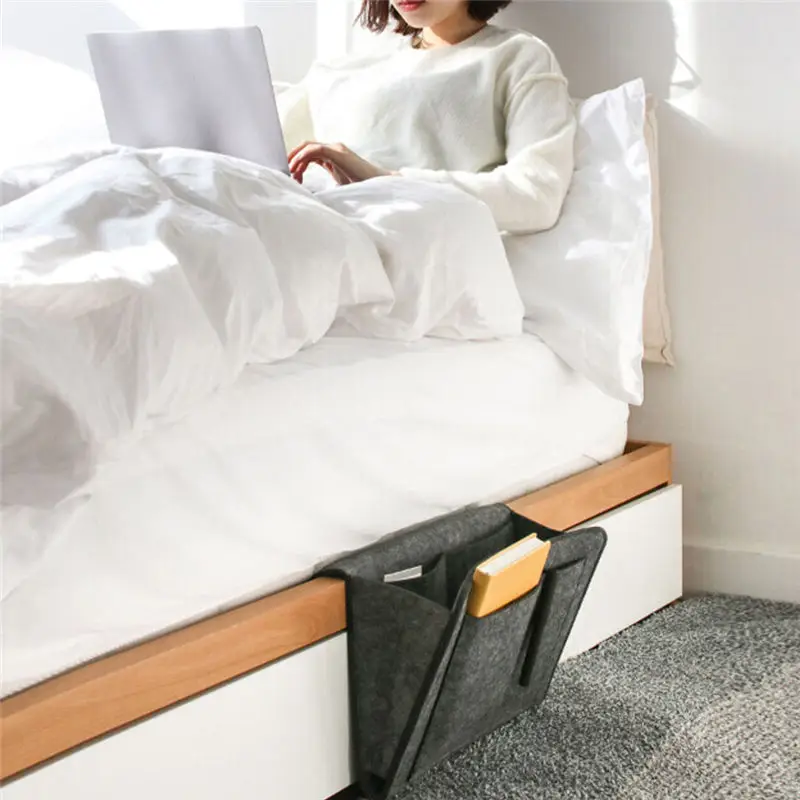 Кровать Сумка для хранения прикроватный подвесной органайзер Карманный войлок в