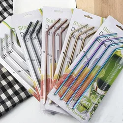 Reusable Metal Straw High Quality 304 Stainless Steel Drinking with Cleaner Brush For Beer Fruit Juice Drink | Дом и сад