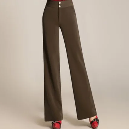 Брендовые женские элегантные брюки с высокой талией широкие для женщин размера