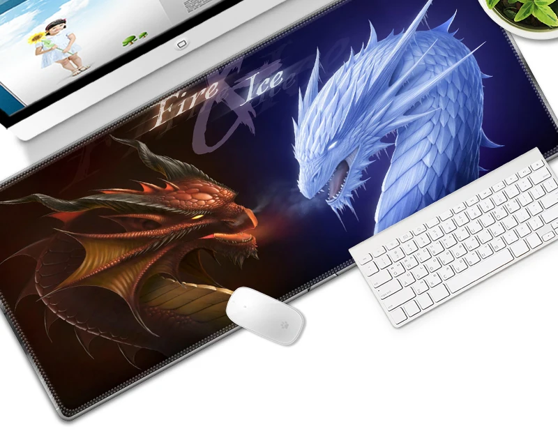 Style 1 700*300 мм серия Red Dragon высокоскоростной большой игровой коврик для мыши, клавиатуры, Противоскользящий коврик для компьютерной мыши из натурального каучука - Цвет: Style 1