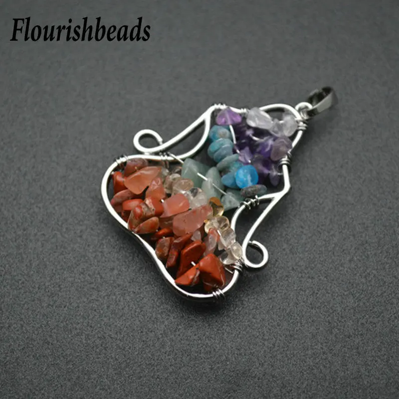 

Mix Multi Color Small Loose Stone Chakra Metal Necklace Pendant Fashion Energy Jewelry Findings 10pcs Per Lot