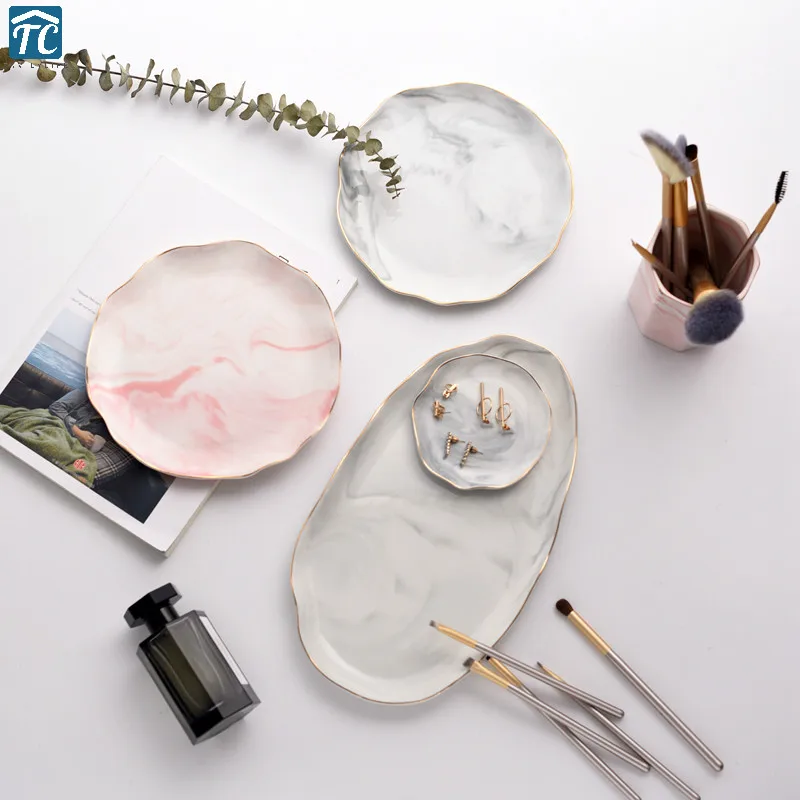 Мраморный поднос Скандинавская обеденная тарелка блюдо мраморные гофрированные