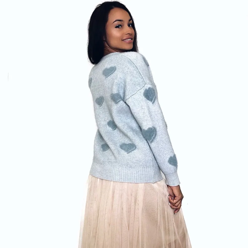 Hirsionsan Cashmere Sweater Women Autumn Winter Knitted Cardigans Kawaii Heart Loose Clothes Oversized Soft Warm Pull Femme