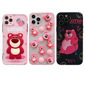 cute lotso iphone 12 pro max case 3d silicone kawaii disney cartoon pink bear iphone 11 pro max cases for women free global shipping