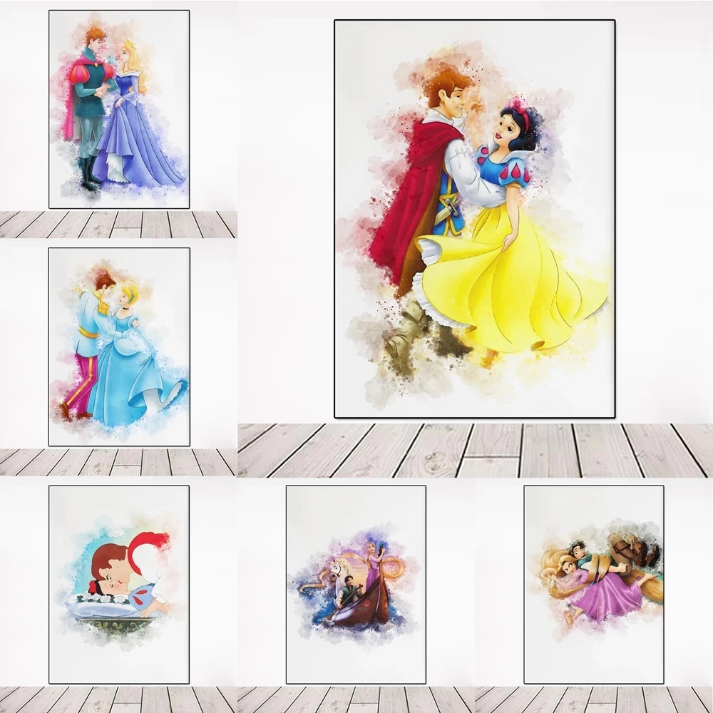 

Home Decor Princess Canvas Snow White Hd Print Posters Painting Watercolor Modern Wall Art Living Room Modular Picture No Frame