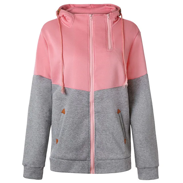 

Women Autumn Zipper Hooded Sweatshirt Ladies New Casual Patchwork Plush Slim Jackets Long Style Buttocks Hoodies Womens Warm