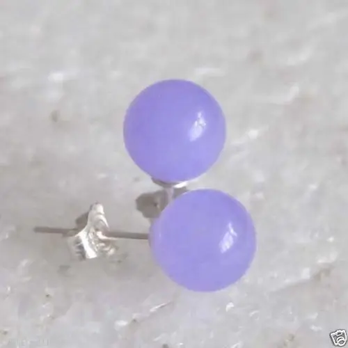 

New Fashion 10mm Natural Violet Round Beads 925 Sterling Silver Stud Earrings