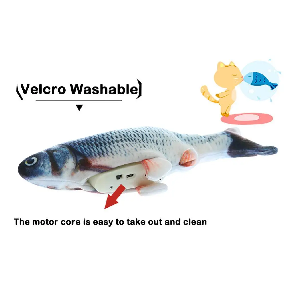 

Cat Toy Interactive Gifts 3D Fish Shape Electric Catnip Toys Stuffed Pillow Doll Suitable for Cat Playing Interactive Toy Gifts