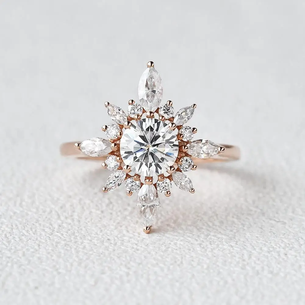 CxsJeremy уникальное обручальное кольцо Moissanite 14 к розовое золото центр 0.8ct круглое