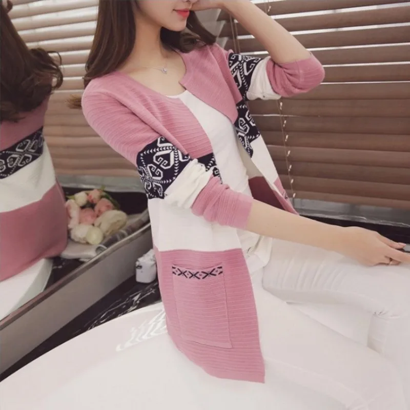 

Women Knitted Cardigan Sweaters Coat Women's Sweater Top Feminine Clothes Long Sleeve Warm Jacket Korean Style autumn Winter