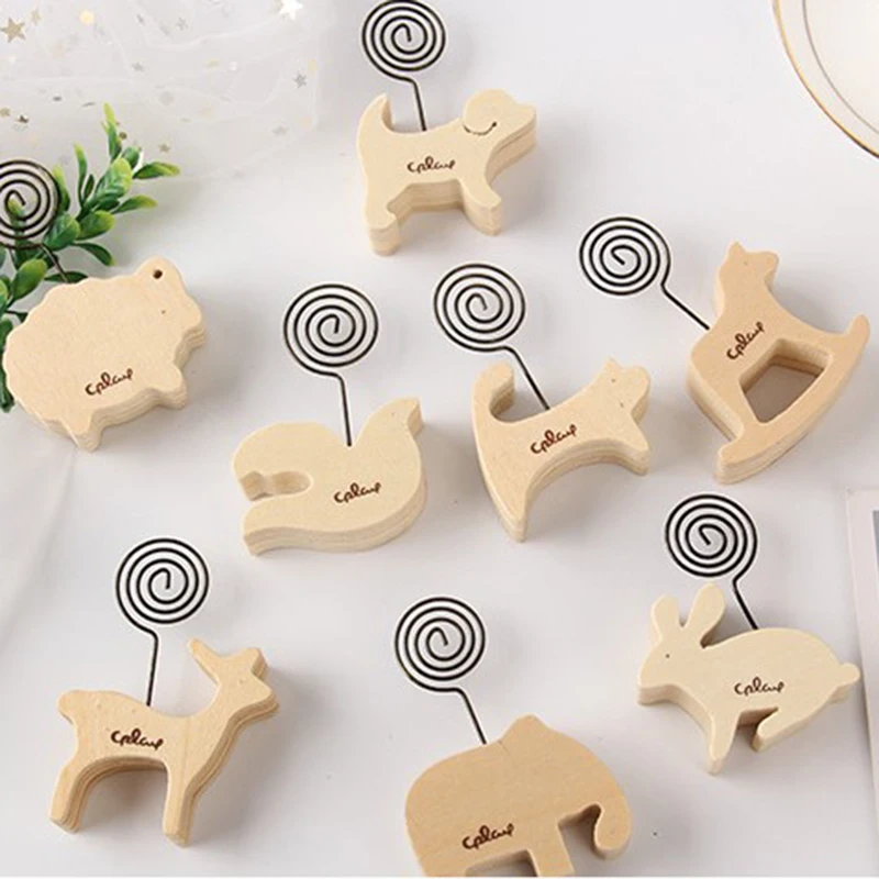 

Cartoon Animal Wood Horse Desk Note Folder Message Photo Paper Card Clip Stander Holder Home Decorations Birthday Gift