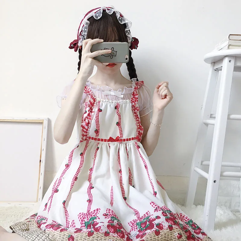 

Women Cute Kawaii Sweet Lolita Crop Top Japanese Ruffled Collar White Black Gray Pink Blue Purple Mesh Blouse Blusa Chiffon Tops