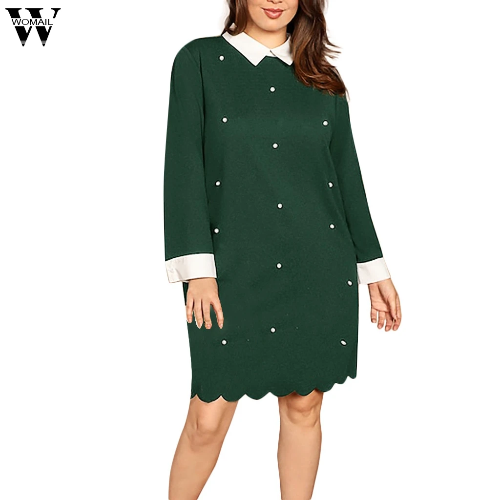 Женское блестящее платье с бисером Womail модное большого размера длинным рукавом и