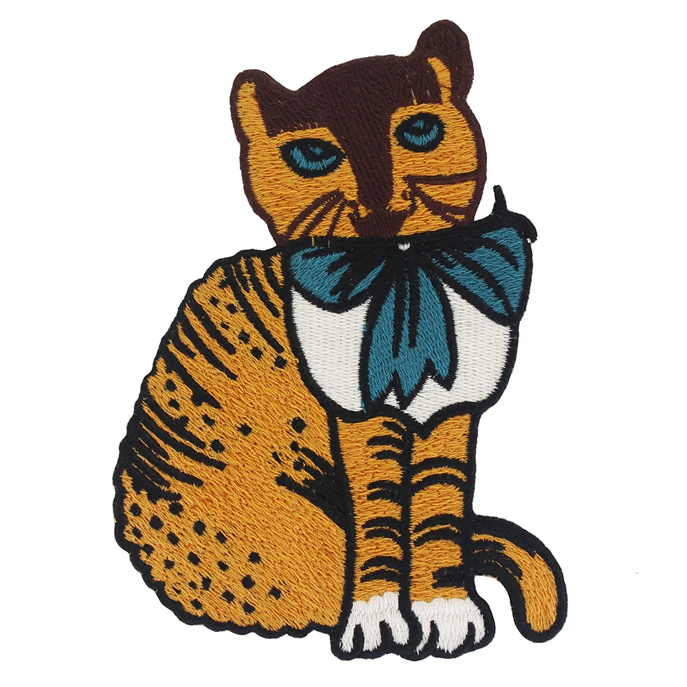 1818cat 1pc Вышивка бисером Мода Красота девушка изысканный цветок толстый кот собака олень Appliuqe нашивки значки DIY для пришивания на одежду платье TH1381 - Цвет: 1818cat 1pc