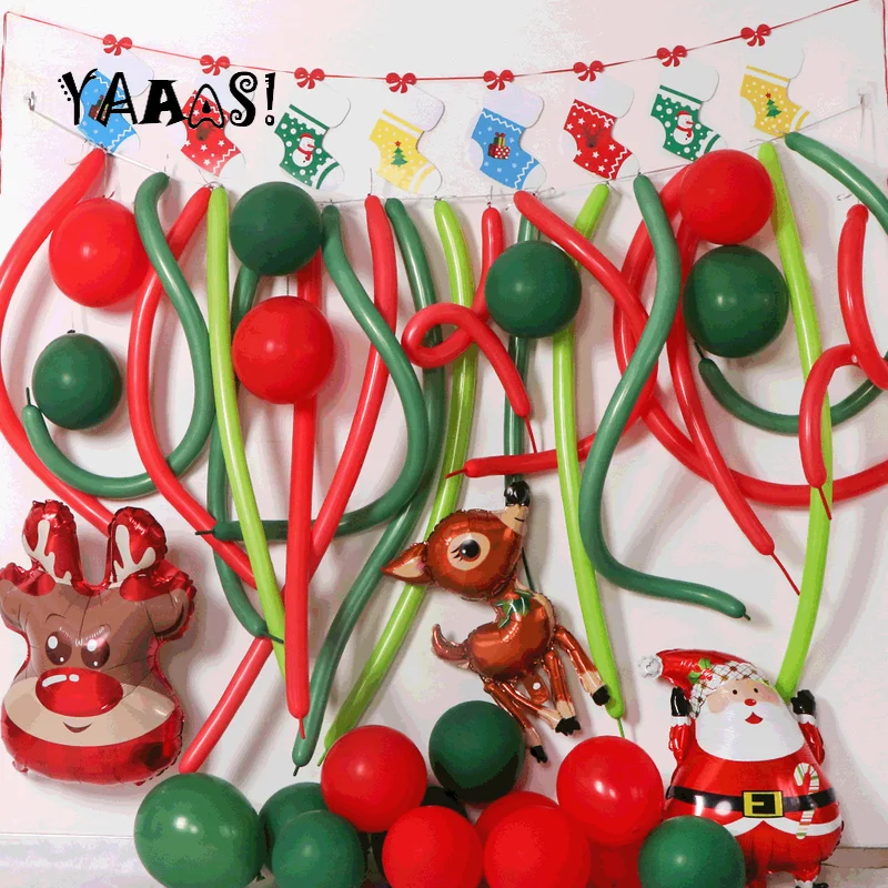 

1 Набор, рождественские воздушные шары, Санта-Клаус, лось, фотоэлемент, Рождественский Декор для дома, рождественской вечеринки